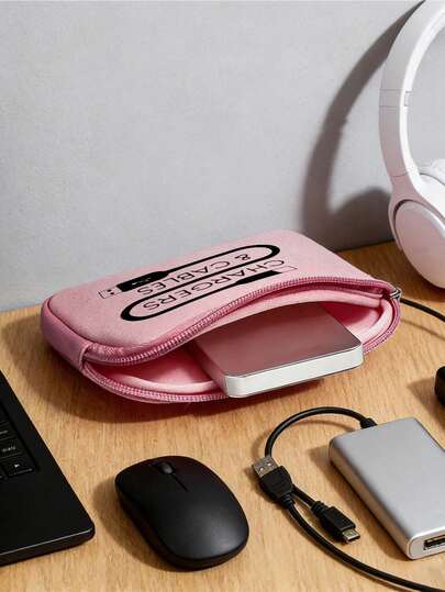 1pc Portable Digital Travel Case With Data Cable Pattern, Portable Hard Drive Bag, Digital Storage Bag, Data Cable Bag, Power Supply Inner Sleeve Bag, Travel-Friendly Protective Cover,For Chargers, Cables, Headphones,USB Flash Drive, External Hard Drive,And Other Small Accessories,Suitable For Home, Office, And Travel, Travel Essentials, Dormitory Supplies,Gifts For Friends And Teachers, Birthday Gifts ,Travel Essential Bag