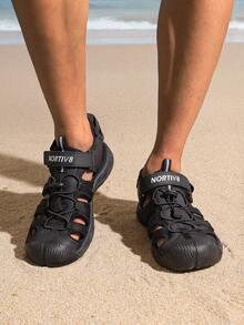 Men's Sandals, Closed Toe Athletic Sport Sandals, Mens Summer Shoes, Lightweight Trail Walking Flat Sandals For Beach Sport Outing - 黑色 - 查看 6