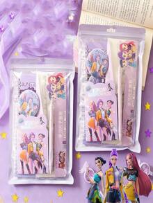 1 Set KPOP Witch Girl Group Stationery Gift Set: Plastic Ruler, Sketchbook, Pen, Suitable For Birthday, Party Gifts, School Supplies And Rewards (Random Style) - Multicolor - View 5