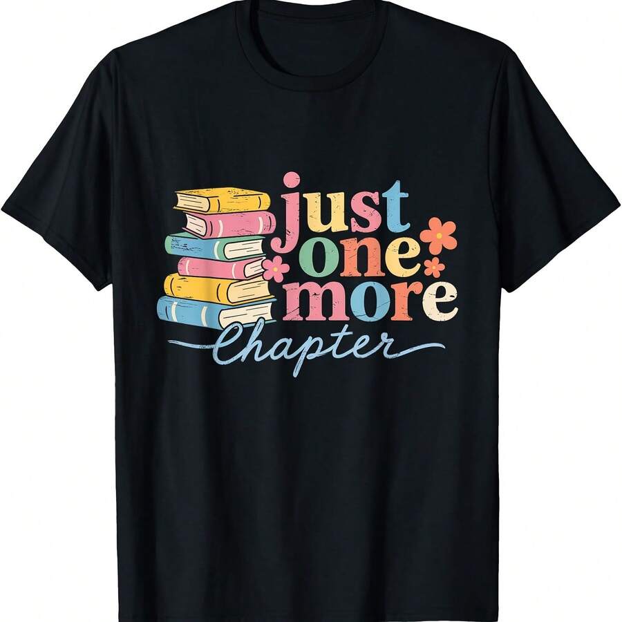 Just  More Chapter Floral Book ing Teacher Bookworm T-Shirt - Negro 5 - Ver 1