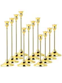 斋月月亮/星星烛台,金色金属锥形烛台套装,装饰烛台,适用于餐桌、家居装饰、房间装饰、派对和节日装饰,饰有星星、月亮和灯笼图案 - 送给家人和朋友的完美礼物 - 金色 - 查看 14