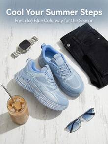 Modische, vielseitige, lässige, atmungsaktive Keilsneaker - Babyblau - Übersicht 1