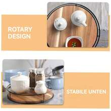 Gewürzregal, 360° Drehbar Küchenregal, Drehteller Organizer, multifunktionales Lagerregal, Gewürzhalter aus Edelstahl, Getränkeregal, für Gewürze und Würzmittel - Holzfarbe - Übersicht 8