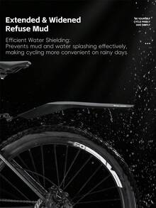 WEST BIKING 2PCS Bike Widened Mudguard Adjustable Detachable Wind Resistant MTB Rear Fenders Road Bike Removable Fender - Black - View 4