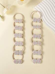 12 piezas de Scrunchies de pelo con lazo y estampado a cuadros, lazos de pelo de alta elasticidad sin daños, accesorios de pelo coloridos para uso diario de niñas - Multicolor - Ver 12