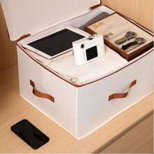 1pc Large Capacity Covered Clothing Organizer, Multifunctional Foldable Waterproof Storage Box, Dustproof And Moisture-Proof, Stackable Storage, Wardrobe Organizer Box, Bedroom Storage Box, Lockable (Password Lock Sold Separately), Simple Style - Multicolor - View 11