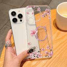 1pc Floral Letter C Personalized Transparent Full Body Shockproof TPU Phone Case Compatible With IPhone17 16 15 14 13 12 11promax, A55/54/53/52/51, S25/24/23/22/21ultra - Clear - View 2