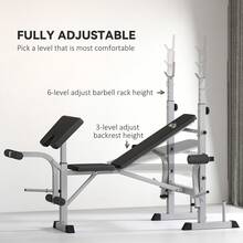 Adjustable Home Gym Bench & Squat Rack | Multiuse Strength Training Bench With Preacher Pad, Leg Developer & Barbell Holder, Grey - Default - View 7
