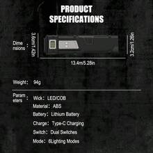 1pc Type-C Rechargeable High-Lumen Flashlight | Built-In Lithium Battery, 6 Lighting Modes, Reliable - Pen Clip Light - View 5