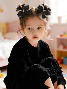 2入組小女童蝴蝶結裝飾鴨嘴夾 - 彩色 - 查看 3