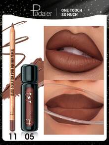 Pudaier 2支装唇线笔套装，防水防晕染，3D立体唇形勾勒笔，浪漫情人节礼物 - 11+05 - 查看 1