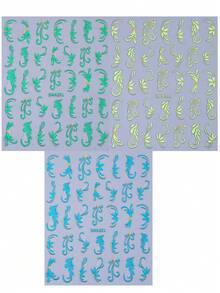 3片绿色金属藤蔓美甲贴纸，春绿色藤蔓花朵自粘美甲贴花，DIY美甲沙龙装饰配件，适合春夏美甲 - 綠色 - 查看 10