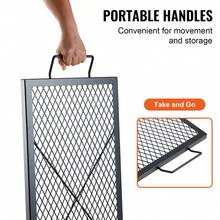 Rejilla rectangular para fogata, rejilla para barbacoa de acero duradero con mango y soporte, accesorio portátil para cocinar al aire libre para fiestas de acampada, 32 pulgadas, negro - 32 pulgadas - Ver 5