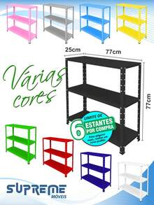 3 Adjustable Steel Shelves 25x77cm 25kg Multipurpose Shelf Various Colors - màu xanh lá - Xem 2