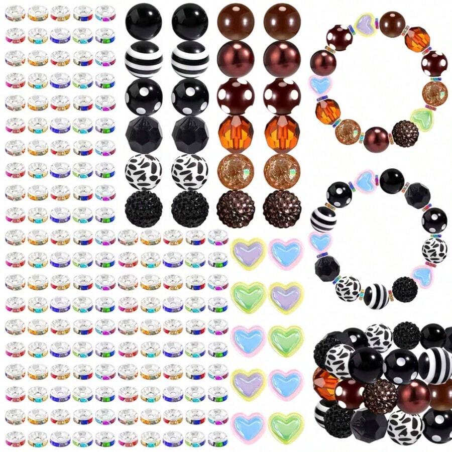 180pcs 20mm Beads For Pens Making With 60pcs Rondelle Spacer Beads Bubblegum Beads Mixed Crystal Resin Chunky Beads Sugar Beads For Beadable Pens Supplies Keychains DIY Craft - Rhine-Retro - Xem 1