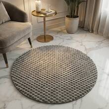 1pc Luxury Bubble Textured Round Plush Carpet, High Density Non-Slip Round Rug, Suitable For Master Bedroom, Living Room, Patio, Balcony, Entryway, Study, Pet-Friendly Mat Designed For Cat/Dog Play Area, Modern Design Creates Ambiance, Machine Washable - Grey - View 1