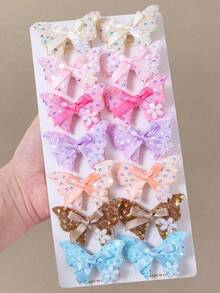 7pcs/Set Girls Colorful Sequin Fabric Butterfly Hair Clips, Minimalist Side Bangs Clips, Simple & Versatile, Suitable For Daily Use And Back To School - Multicolor - View 9
