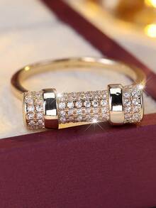 1枚时尚独特设计的哑铃形全镶锆石戒指，适合日常佩戴 - 戒指 - 查看 10