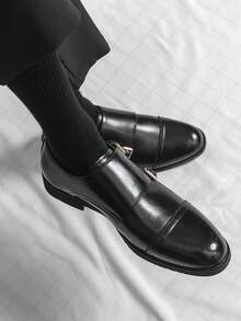 男士正装皮鞋，黑色尖头礼服鞋，优雅复古经典舒适大码低帮休闲牛津鞋，百搭办公鞋，青年节日礼物 - 黑色 - 查看 10