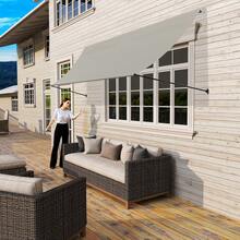 Retractable Awning With Articulated Arms, Balcony Awning, Retractable Awning, Balcony Awning, Sun Protection, Weather Resistant, Provides Shade, Retractable For Windows, Balcony, UV Resistant - Gray - View 9