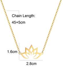 1pc 18K Gold Plated Stainless Steel Lotus Flower Necklace, Delicate Lotus Jewelry, Women's Spiritual Belief Necklace, Female Spirituality Necklace, Buddhist Necklace, Amulet Necklace, Gift For Her - Gold - View 11