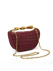 女士波西米亚风草编手提包、草编斜挎包、女士迷你夏季斜挎包、草帽钱包、时尚编织双肩带单肩包 - 彩色 - 查看 17