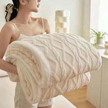 Luxurious Double-Sided Fleece Throw Blanket - Soft,Plush White 130*160 Double-Layer Jacquard Taffeta Blanket, Luxurious Soft Fleece Throw For All Seasons, Bedroom Elegance & Gift Ready - Creamy White - View 5