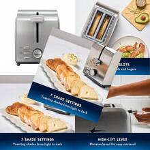 tostador de 2 rebanadas con ranuras anchas tostador de bagel acero inoxidable -B032 - 2 - Rebanada - Ver 1