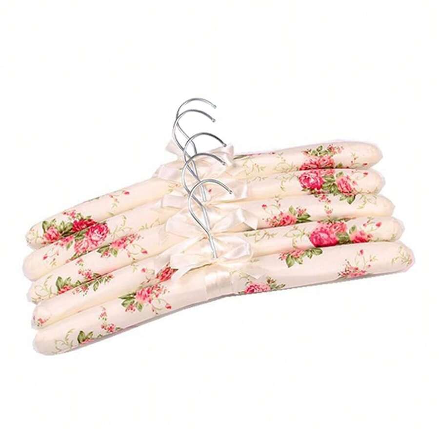 Padded Hangers For Clothes Satin Hanger Clothes Hanger Padded Hangers For Women Sweaters (Floral-5pcs) - 花卉圖案-5件套 - 查看 1