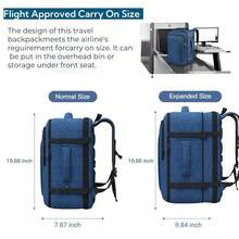 Carry On Backpack, Extra Large 50L Travel Backpack For Men & Women, Expandable Backpack For Airplanes, 17 Inch Laptop Backpack, Luggage Suitcase 40L Daypack Lightweight Business Weekender Bag, Blue - Màu xanh lam - Xem 5