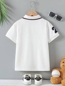 Boys' Casual Short Sleeve Polo Shirt, Summer - White - View 2