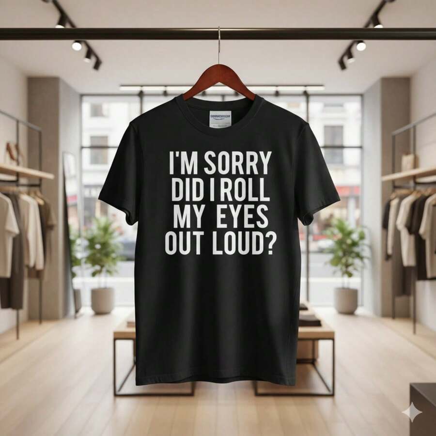 I'm Sorry Did I Roll My Eyes Out Loud Funny Quote T-Shirt Black Tee - T127 - 款式9 - 查看 1