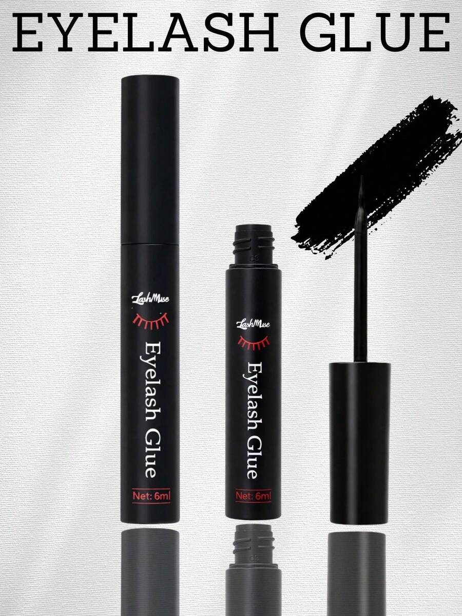 Eyelash Glue 6ml, Eyelash Cluster Glue, 6ml Take-Out, Waterproof & Long-Lasting False Eyelash Adhesive, All Day Wear Lash Glue, For DIY Lash Extensions, Strong Hold Lash Glue, Perfect For Daily Use & Special Occasions - 黑色 - 查看 1