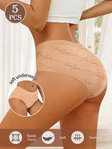 MIOTAN 5pcs/Pack Women's Low Waist Seamless Breathable Printed Sexy Panties - Multicolor - View 3