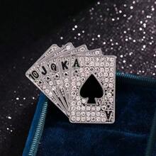 时尚扑克牌胸针 - 同花顺胸针 - 全方块胸针 - 红心/黑桃/梅花/红心胸针 - 男女外套高端胸针，女士胸针 - 别针 - 外套胸针 - 斗篷胸针，优雅胸针 - 原创礼物，适合婚礼季派对装饰、母亲节派对、返校季、夏季海滩派对。 - 撲克牌 - 查看 13