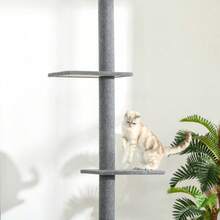 Height Adjustable Cat Tree (228-260 Cm), Ceiling Height, Grey, For Active Play And Relaxation. - Light Grey - View 7
