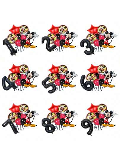 مجموعة بالونات ميكي ماوس الكرتونية الجميلة من ديزني، بالونات ميكي ماوس ذات الشكل المميز لحفلة عيد الميلاد، ديكور حفلة عيد الميلاد الكامل، إكسسوارات حفلة ديزني ميكي ماوس، مجموعة بالونات لديكور الحائط