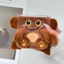 Cute Cartoon Furry Little Monster Dark Brown Plush Phone Case For Samsung Galaxy Z Flip3 5G/Galaxy Z Flip 4 5G/Galaxy Z Flip 5 5G/Galaxy Z Flip 6 5G/Galaxy Z Flip 7 5G Autumn/Winter Furry Foldable Phone Case - Brown - View 3