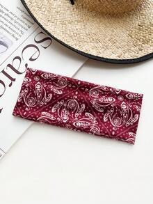 1pc Retro American Cashew Flower Wide Elastic Headband - Multicolor - View 6