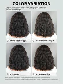 7JHH WIGS 女用深棕色短波浪假髮 14 吋肩長波波頭捲髮假髮，側分瀏海，自然合成耐熱纖維髮，適合日常、Cosplay、派對使用 - 深棕色 - 查看 8