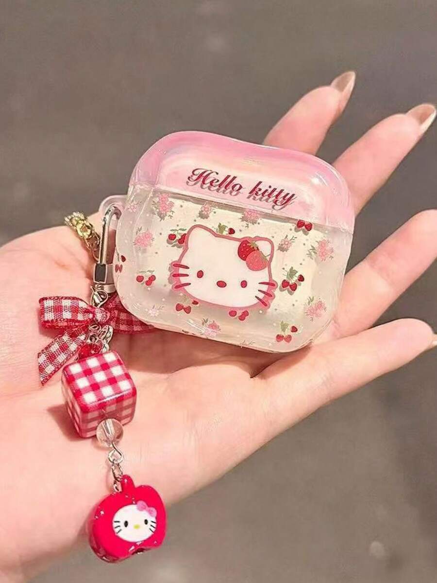 Sanrio 1pc Cute Floral Kitty Bluetooth Earphone Case - Pink - View 1