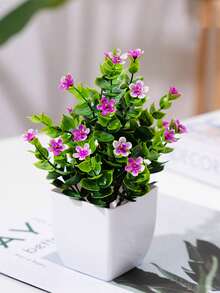 1pc Artificial Potted Plant With Flowers, Suitable For Indoor Decor, Spring Decor, Farmhouse Tabletop, Wedding Decoration, Greenery Planter, Ideal Gift For Valentine's Day & Mother's Day, Suitable For Centerpiece, Holiday Party, Garden, Living Room Home Decor - Multicolor - View 15
