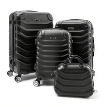 R.Leone Bộ 4 vali kéo cứng cỡ lớn, trung bình, vali xách tay và hộp đựng mỹ phẩm, 8 bánh xe, chất liệu ABS, mã sản phẩm 20261. - Xám 1 - Xem 14