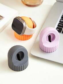 1pc Silicone Charging Stand Holder For Apple Watch - Multicolor - View 4