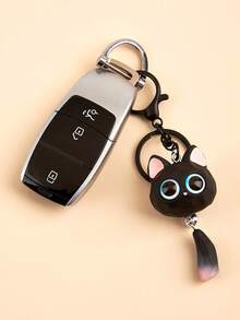 1pc Cat Keychain, Women/Men Cute Big Eye Cat Keychain, Keychain Accessory - Multicolor - View 5