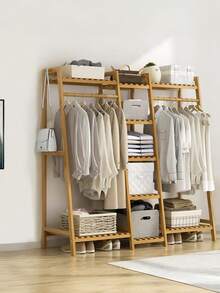 Wooden Clothes Rack | Multi-Shelf Wardrobe Organizer For Bedroom, 2026 - Refresh Your Home - Brown - View 1