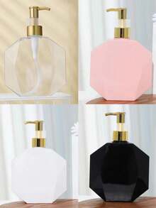 1pc High-End Polygonal Dispenser Bottle, Made Of Creative Hexagonal PET Material. 300ml Flat Pump Bottle Suitable For Bathroom And Hotel, Can Be Used To Dispense Shower Gel, Shampoo, Conditioner, Body Lotion And Hand Cream, Etc. - Polygon - View 7