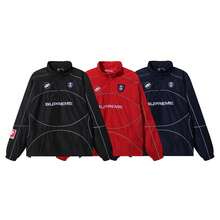 Supreme Reflective Piping Tracksuit Set | 2-Piece Half-Zip Hooded Jacket & Track Pants, Lightweight Windbreaker Techwear In Black, Blue & Red - Black Jacket - 查看 3
