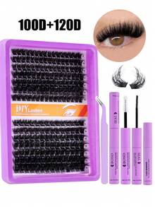280/210/182 D-Shaped Curled Cluster Shaped False Eyelashes Large Capacity Set, Comes With A Beginner Friendly False Eyelash Tutorial, Thick And Fluffy DIY Segmented False Eyelashes, Including Adhesive And Sealing Agent, Tweezers, Glue Remover, Enlarged Double Eye False Eyelashes, Lightweight And Reusable - Black - View 13