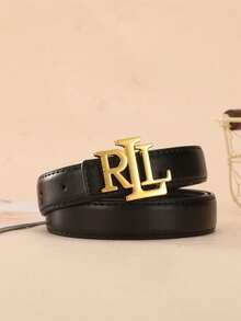 新款字母印花光滑扣环女士腰带，宽2.5厘米，独特、经典、时尚的皮革腰带。 - 彩色 - 查看 11